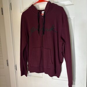 PINK Victoria's Secret Maroon Hoodie with Black Drawstrings